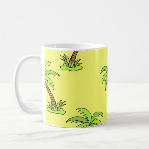 Caneca De Café Palmeiras: Ilustração Brilhante Vintage.