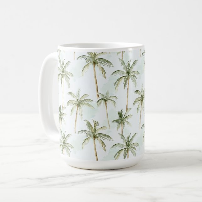 Caneca De Café Palmeiras Tropicais (Frente Esquerda)