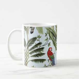 Caneca De Café Palmeiras tropicais, liana, papagaio-maxilar,