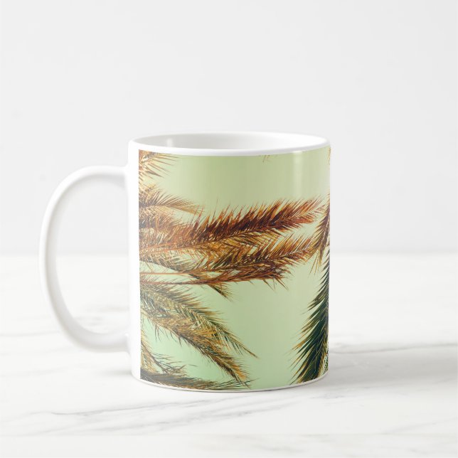 Caneca De Café Palmeiras, Vintage Toned Sky. (Esquerda)