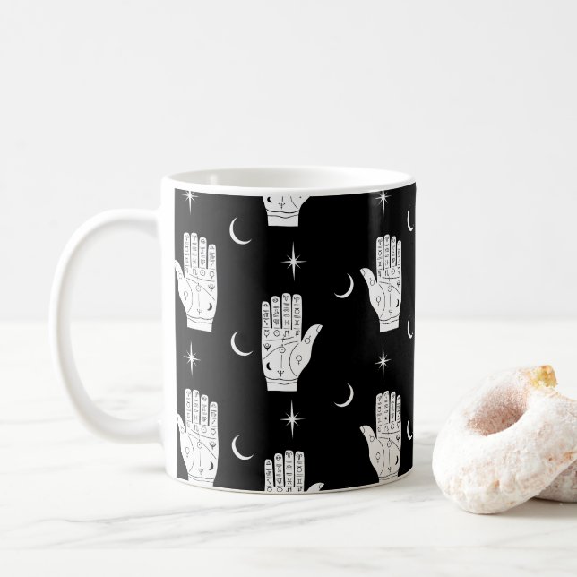 Caneca De Café Palmistry Coffee Mug com as mãos da Fortune (Com Donut)
