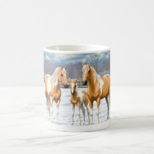 Caneca De Café Palomino Pinto Pintor Quarto Cavalo Na Neve