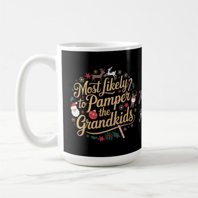 Caneca De Café Pamper Festejo dos Netos Gráficos de Férias Retrô (Esquerda)