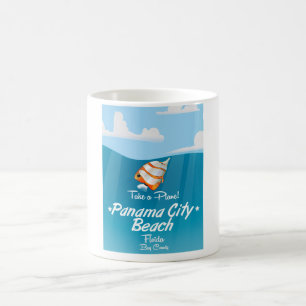 Caneca De Café Panama City Beach, viagens vintage de poster na Fl
