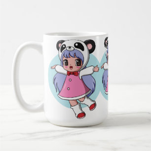 Caneca De Café Panda Anjo: Garota Adorável de Anime Voando Alto