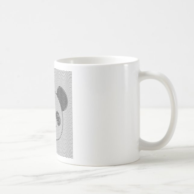 Caneca De Café Panda Bear Face On Wave Patterno (Direita)