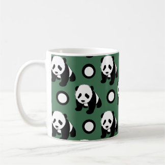 Caneca De Café Panda bonito; Bolinhas verdes, pretas & brancas