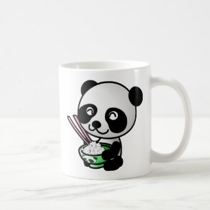Caneca De Café Panda bonito que come o arroz da bacia com