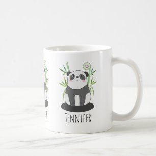 Caneca De Café Panda branca e negra em bambu