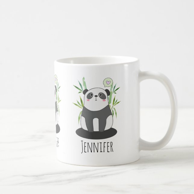 Caneca De Café Panda branca e negra em bambu (Direita)