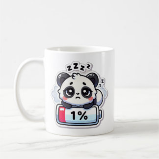 Caneca De Café Panda de Bateria Baixa - Design de Cabelo Cento Ch
