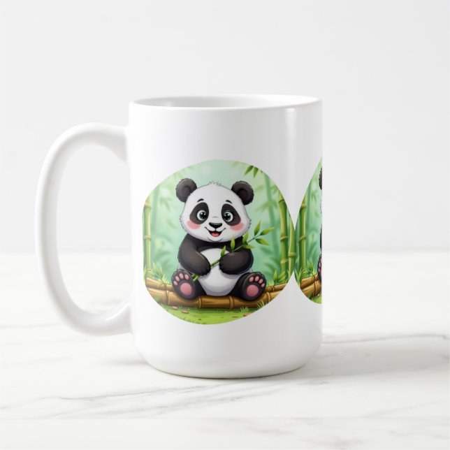 Caneca De Café Panda de Desenho Animado Fofo em Remendo de Bambu (Esquerda)
