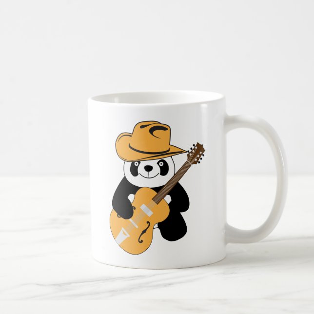Caneca De Café Panda engraçada com guitarra (Direita)