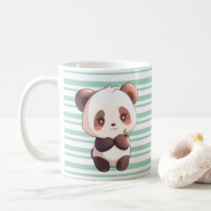 Caneca de Café Panda Fofa, Xícara Listrada de Hort