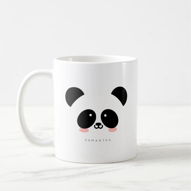 Caneca De Café Panda Kawaii| Adicione Seu Nome (Esquerda)
