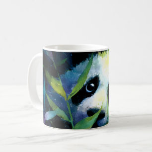 Caneca De Café Panda Peeking Bamboo Watercolor