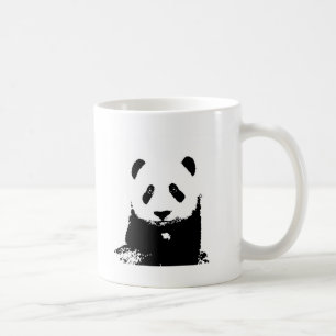 Caneca De Café Panda Preta e Branca
