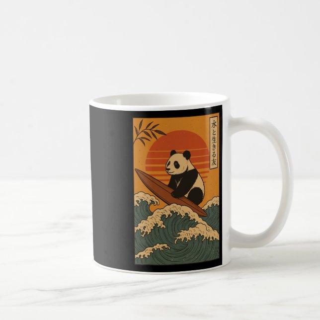 Caneca De Café Panda Surfando Japonês _1 (Direita)