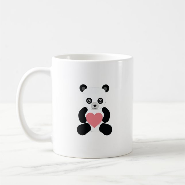 Caneca De Café Panda Teddy Bear com Coração (Esquerda)