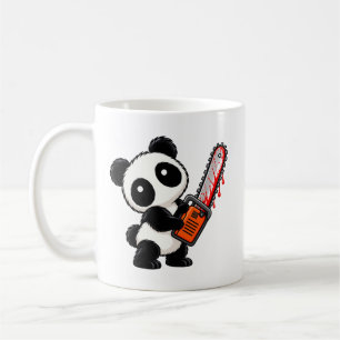 Caneca De Café Panda Zumbi de Motosserra Sinistro Fofo