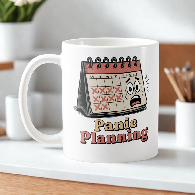 Caneca De Café Panic Planning | Burnout Culture Humor (Criador carregado)