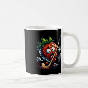 Caneca De Café Pânico de Morango de Hóquei Cartoon Fruta Humor Es