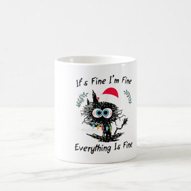 Caneca De Café Pânico do Gato Preto no Natal Humor Tudo Bem (Centro)