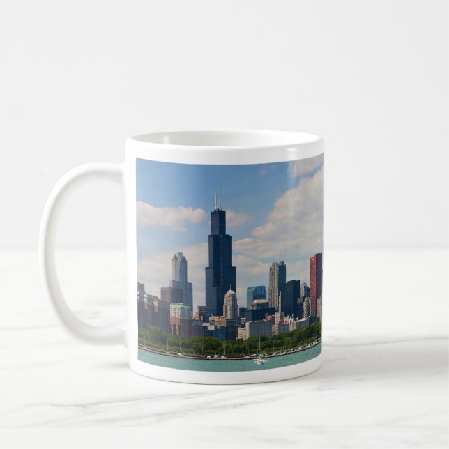 Caneca De Café Panorama da skyline de Chicago Illinois (Esquerda)