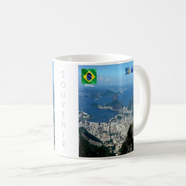 Caneca De Café panorama zBR023 do RIO DE JANEIRO, Brasil, (Frente Esquerda)