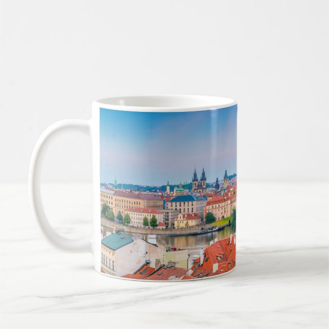 Caneca De Café Panorâmica Charles Bridge Praga Skyline (Esquerda)