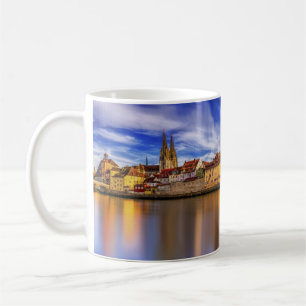 Caneca De Café Panorâmica View Danúbio River Regensburg Alemanha
