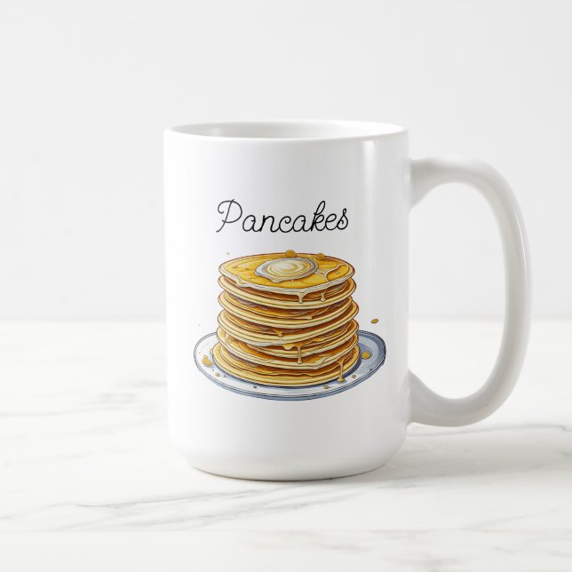 Caneca De Café Panquecas de Desenho | Comida Deliciosa (Direita)