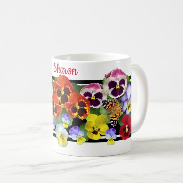Caneca De Café Pansias Coloridas Coffee Mug (Frente Esquerda)