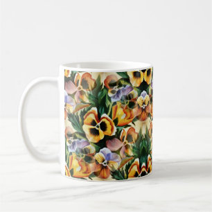 Caneca De Café Pansias Graciosas de Padrão Vintage Na moda