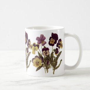 Caneca De Café Pansias Vintage em Sangue, Flores de Jardim Floral