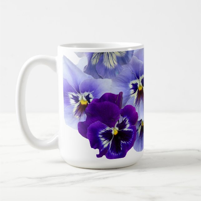 Caneca de Café Pansy Roxa Copos Florais Flor (Esquerda)