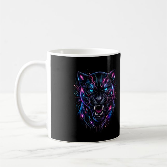 Caneca De Café Pantera Cibernética (Esquerda)