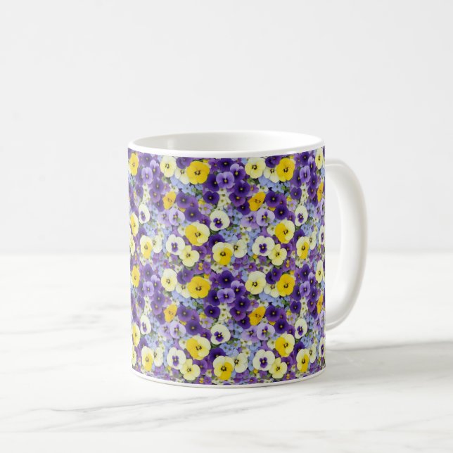 Caneca De Café Panteras pequenas roxas e amarelas (Frente Esquerda)