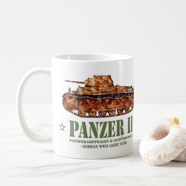 Caneca De Café Panzer II A2 Guerra Mundial 2 Tanque alemão leve (Com Donut)