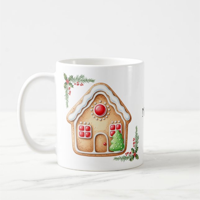 Caneca De Café Pão de Gengala Bastante Personalizado Pão de Natal (Esquerda)