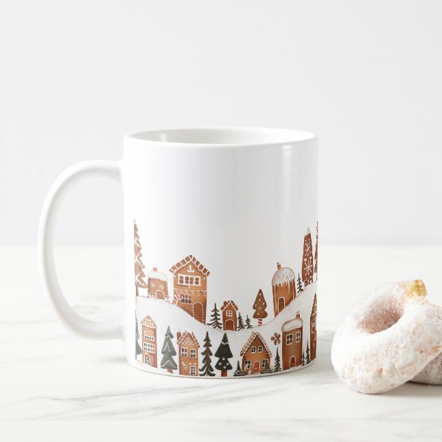 Caneca De Café Pão de Gengibre Cidade de Natal Mug (Com Donut)