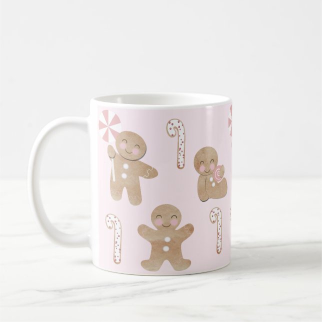 Caneca De Café Pão de Gengibre de Natal Rosa (Esquerda)