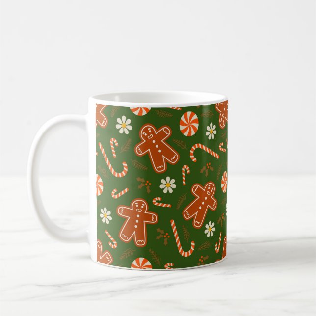 Caneca De Café Pão de gengibre e padrão de cana doce (Esquerda)