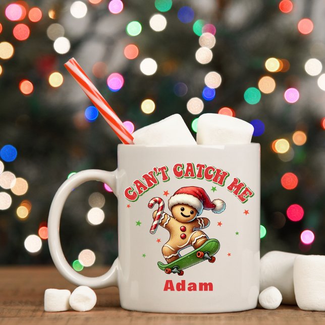 Caneca De Café Pão de Gingerpão no Skate de Natal (Christmas Skateboarding Gingerbread Man Coffee Mug
)