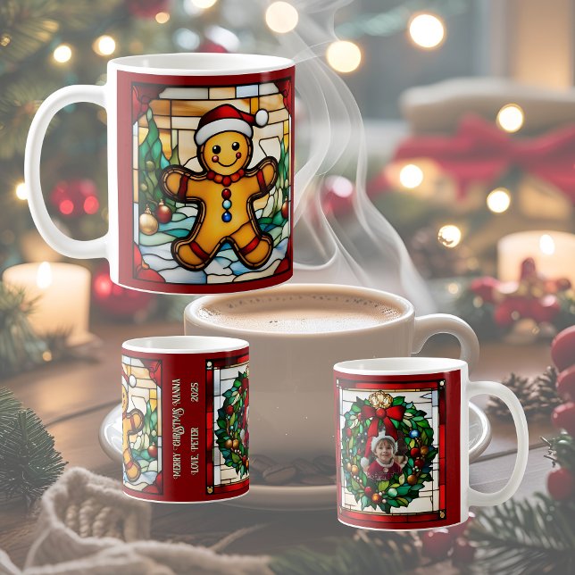 Caneca De Café Pão de Natal Homem Faux Vidro Mantido (Criador carregado)
