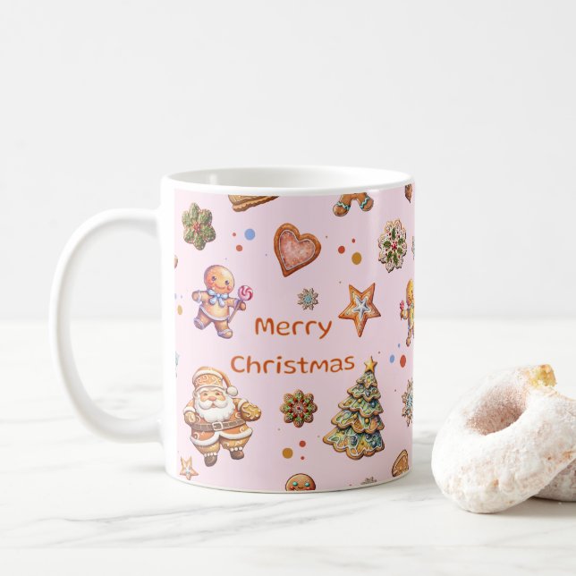 Caneca De Café Pão-de-pão-de-açúcar, bonito, de Natal, rosa (Com Donut)