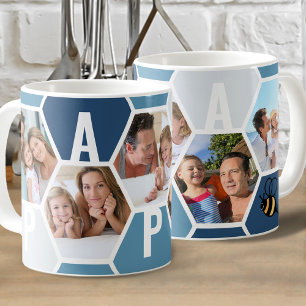 Caneca De Café Papa 5 Foto Editável 4 Letras Abelha e Mel