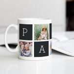 Caneca De Café Papá | Avô 5 Colagem de Fotografias<br><div class="desc">Crie um doce guardião para um querido avô neste Dia de os pais ou Dia dos Avós com este simples design que apresenta cinco das suas fotografias favoritas de quadrado ou Instagram, organizadas num esquema de colagem com quadrados alternados em preto de carvão, soletrando "Papa" com uma mensagem personalizada no...</div>