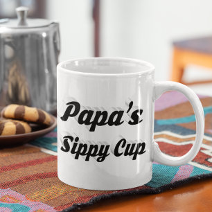 Caneca De Café Papa café engraçado aspas preto
