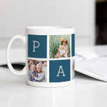 Caneca De Café Papa | Grandfather 5 Photo Collage<br><div class="desc">Create a sweet keepsake for a beloved grandpa this Father's Day or Grandparents Day with this simple design that features five of your favorite square or Instagram photos, arranged in a collage layout with alternating squares in dark blue, spelling out "Papa" with a custom message in the last square (shown...</div>